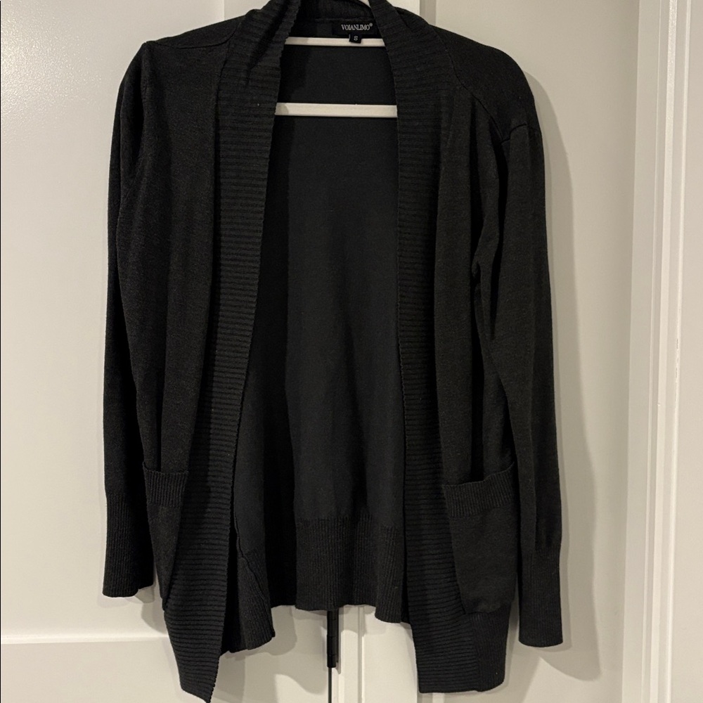 Voianlimo Women's Charcoal Black and Tan Cardigan Sweaters Set Of 2 Size Small - Picture 2 of 10